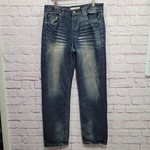 Chams Chelsea Slim‎ Fit Jeans Men 32 fits 36 Distressed Y2K Baggy Grunge *FLAW